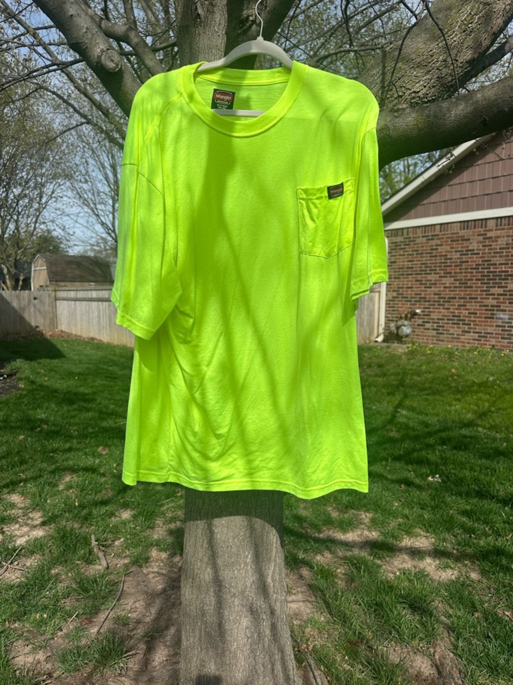 Wrangler Neon Yellow High-Visibility Short Sleeve Pocket Tee